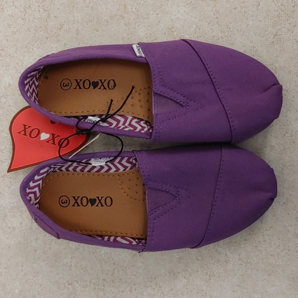 XOXO kids dark purple slip on shoes size 3